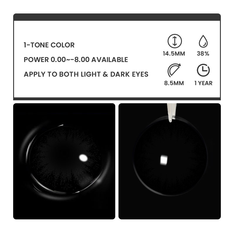 Vanta Black - 1 Year, 2 lenses Colored Contacts - Gleglow
