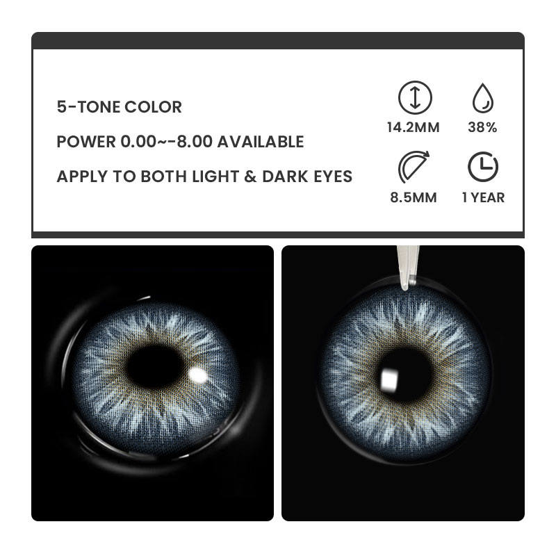 Topaz Verse Blue - 1 Year, 2 lenses Colored Contacts - Gleglow