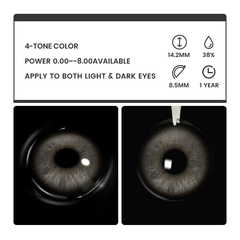 Lucent Halo Grey - 1 Year, 2 lenses Colored Contacts - Gleglow