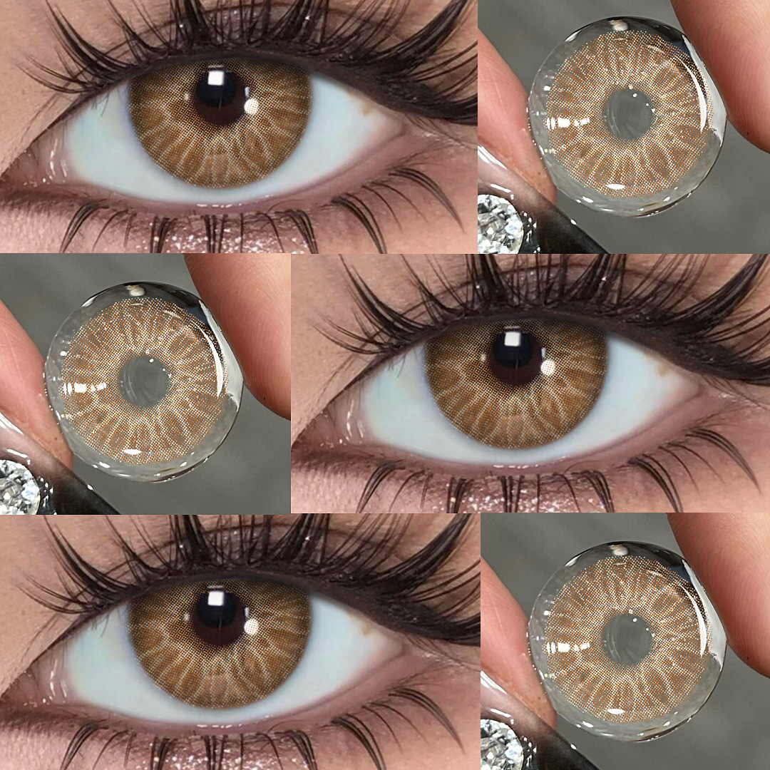 Pollen Brown - 1 Year, 2 lenses Colored Contacts - Gleglow