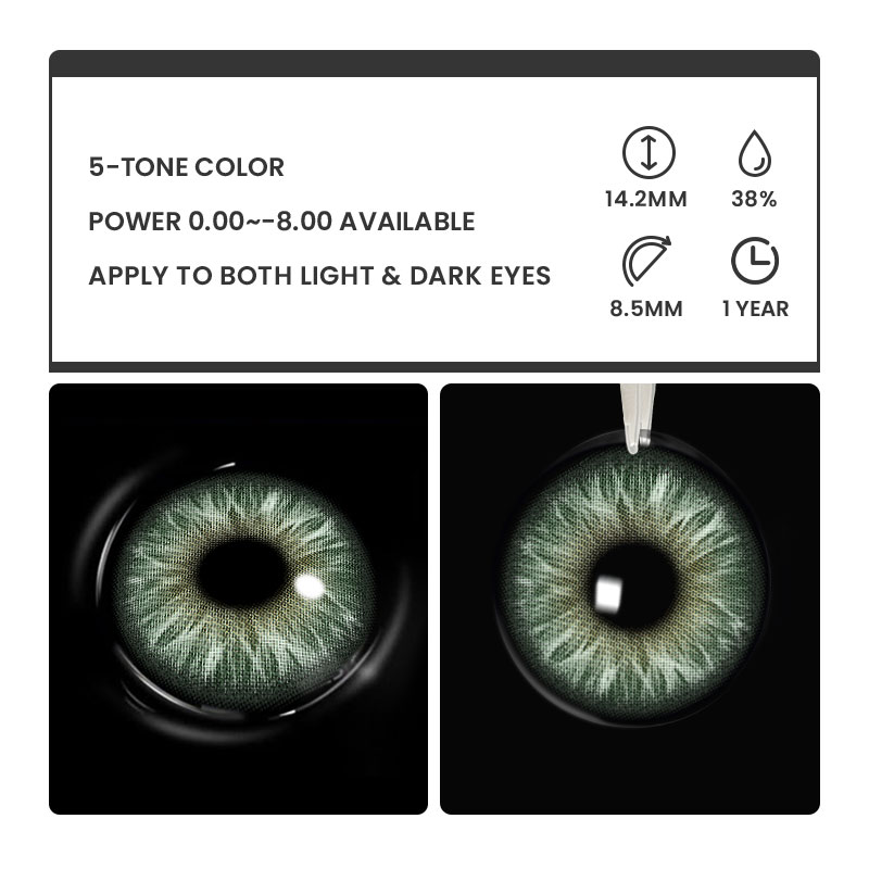 Topaz Verse Green - 1 Year, 2 lenses Colored Contacts - Gleglow