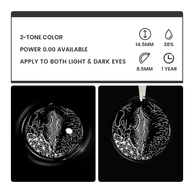 Obsidian Gaze Black - 1 Year, 2 lenses