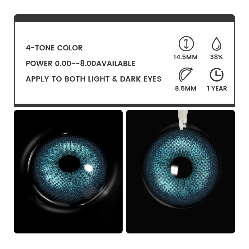 Iced Blue - 1 Year, 2 lenses Colored Contacts - Gleglow