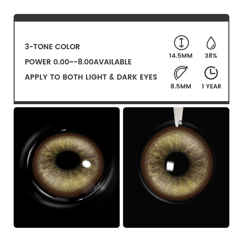 Honey Cat Brown Contact Lenses – 1 Year, 2 Lenses Colored Contacts - Gleglow