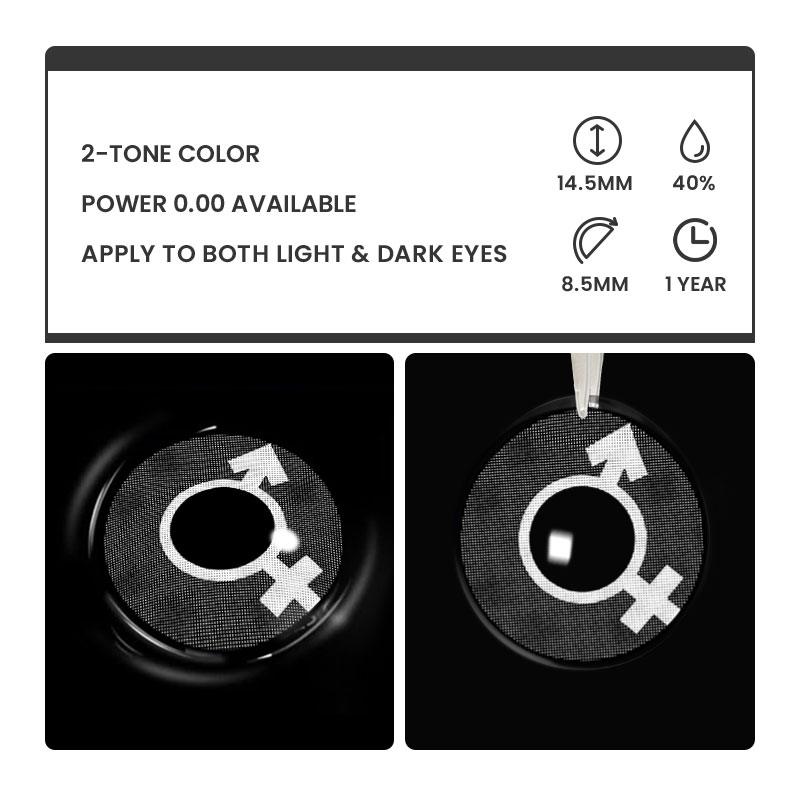AC-DC Black-White - 1 Year, 2 lenses Colored Contacts - Gleglow