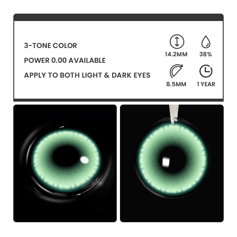 Aeon Green - 1 Year, 2 lenses Colored Contacts - Gleglow