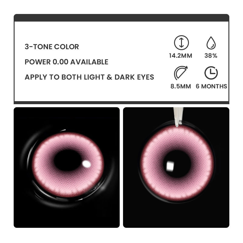Aeon Pink - 6-month，2 lenses Colored Contacts - Gleglow
