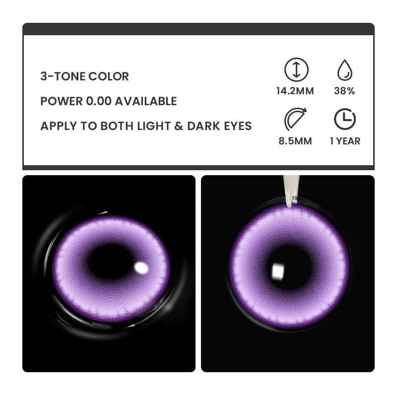 Aeon Purple - 1 Year, 2 lenses Colored Contacts - Gleglow