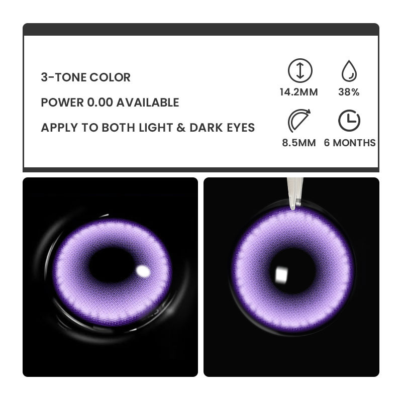 Aeon Violet - 6-month，2 lenses Colored Contacts - Gleglow