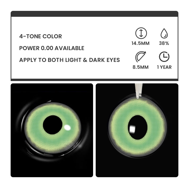 Alder Green - 1 Year, 2 lenses Colored Contacts - Gleglow