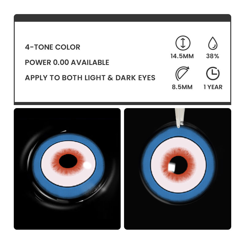 Amberis Blue - 1 Year, 2 lenses Colored Contacts - Gleglow