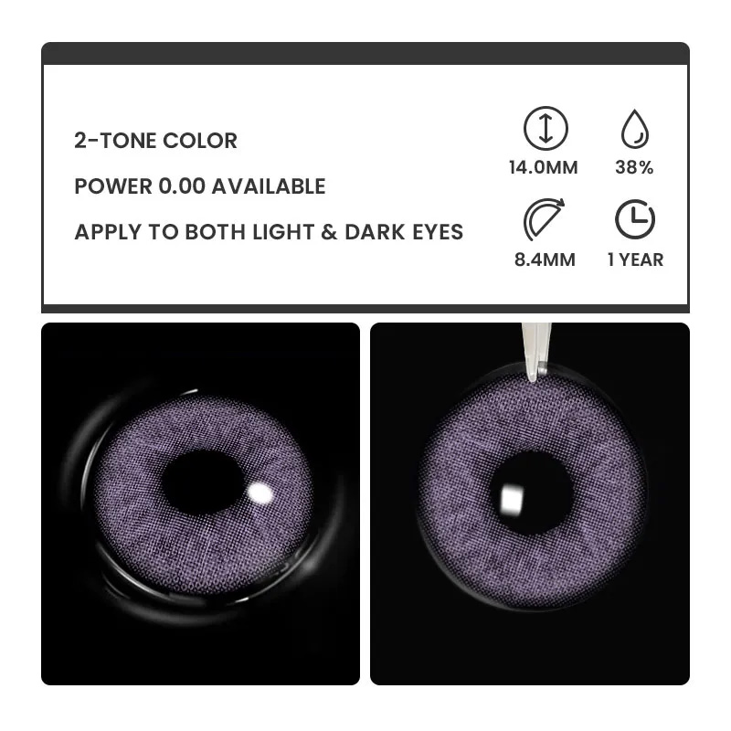 Aroma Purple - 1 Year, 2 lenses Colored Contacts - Gleglow