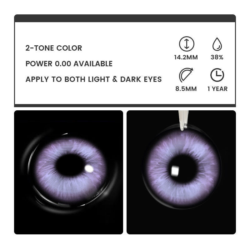Auren Purple - 1 Year, 2 lenses Colored Contacts - Gleglow