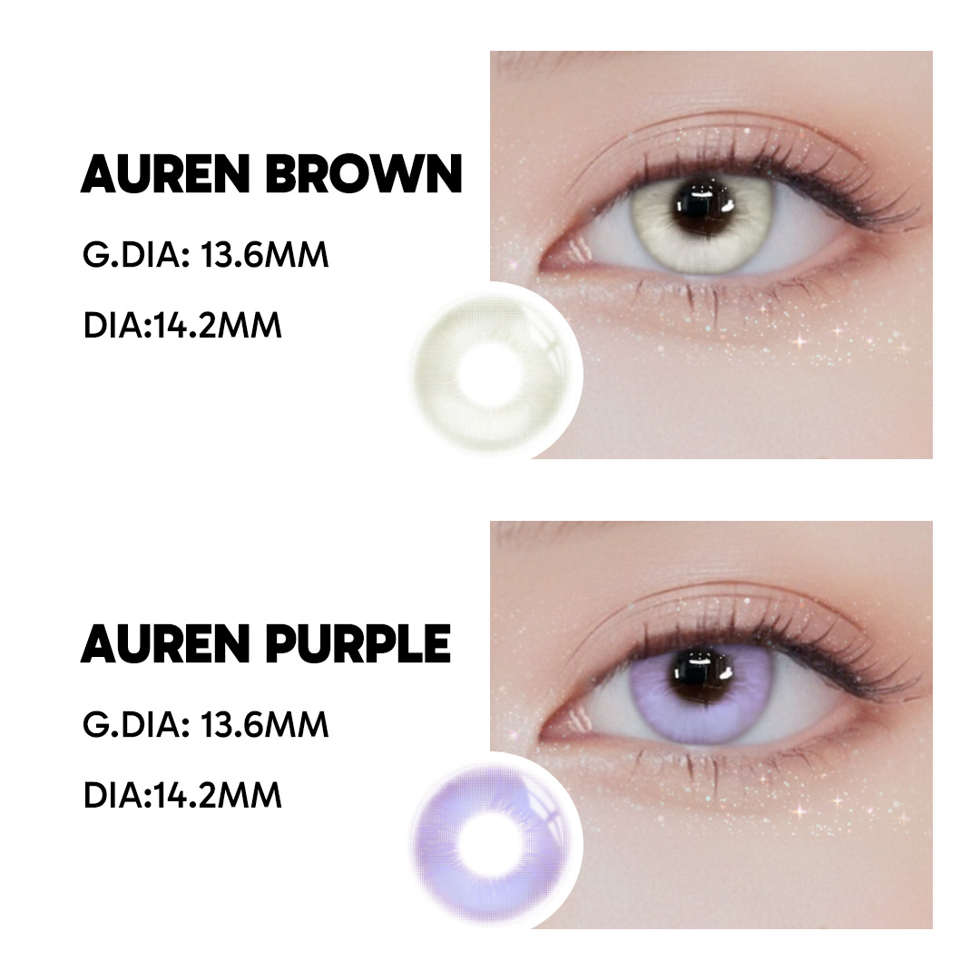 Auren Brown - 1 Year, 2 lenses Colored Contacts - Gleglow