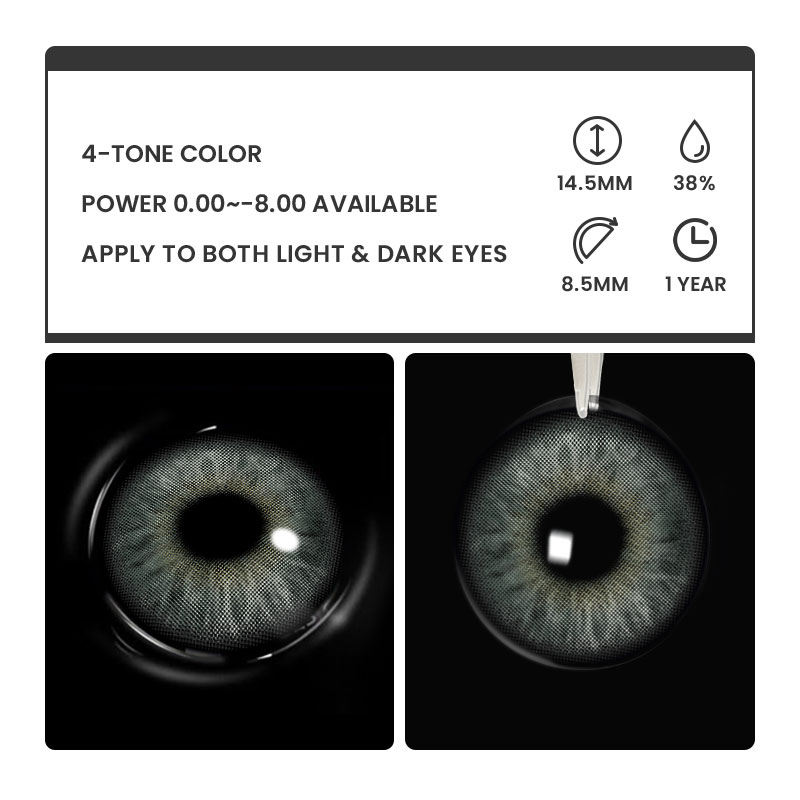 Avenor Glow Grey - 1 Year, 2 lenses Colored Contacts - Gleglow
