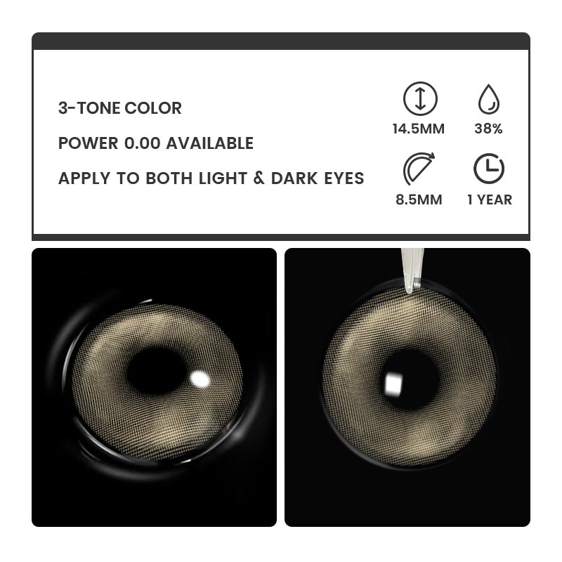 Azmu Brown - 1 Year, 2 lenses Colored Contacts - Gleglow