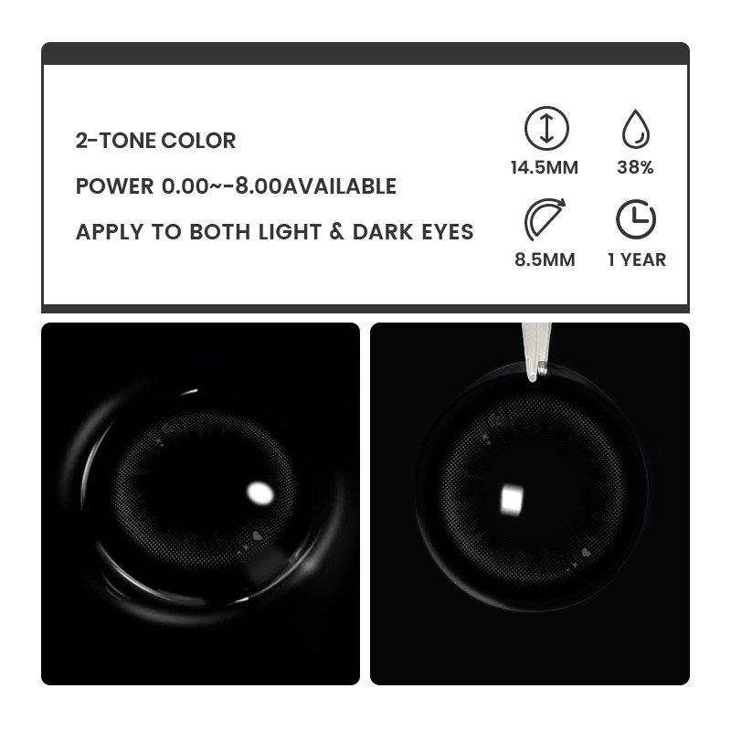 Baby Doll Black - 1 Year, 2 lenses Colored Contacts - Gleglow