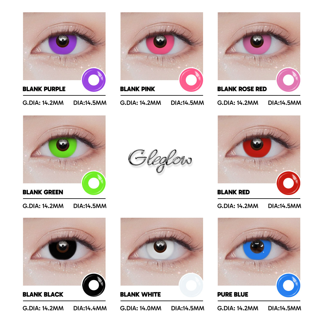 Blank Red - 1 Year, 2 lenses Colored Contacts - Gleglow