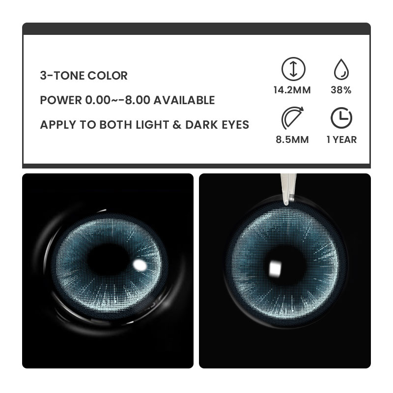 Boulevard Blue - 1 Year, 2 lenses Colored Contacts - Gleglow