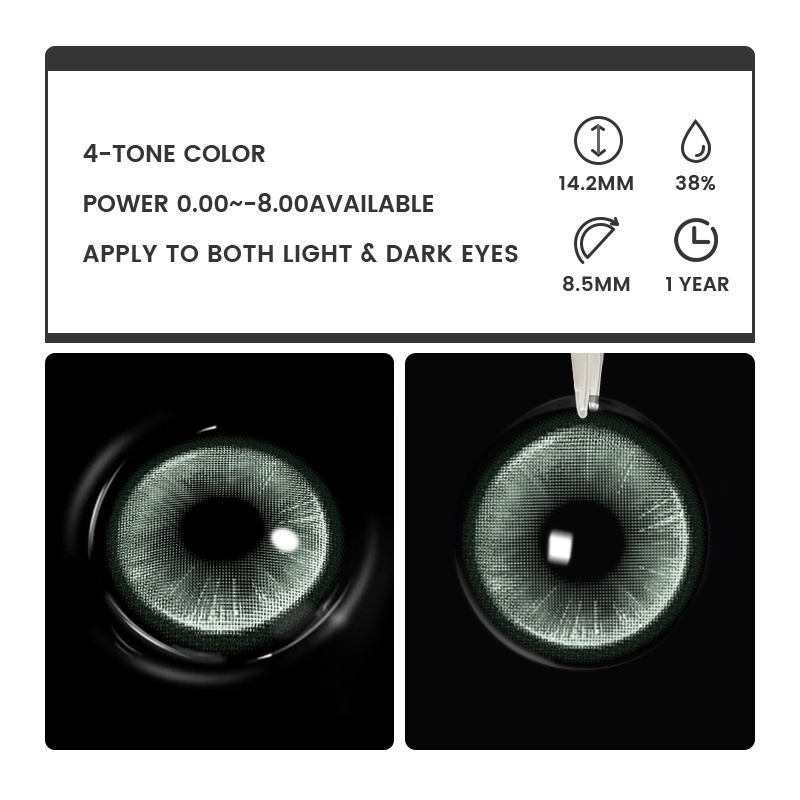 Brizo Green - 1 Year, 2 lenses Colored Contacts - Gleglow