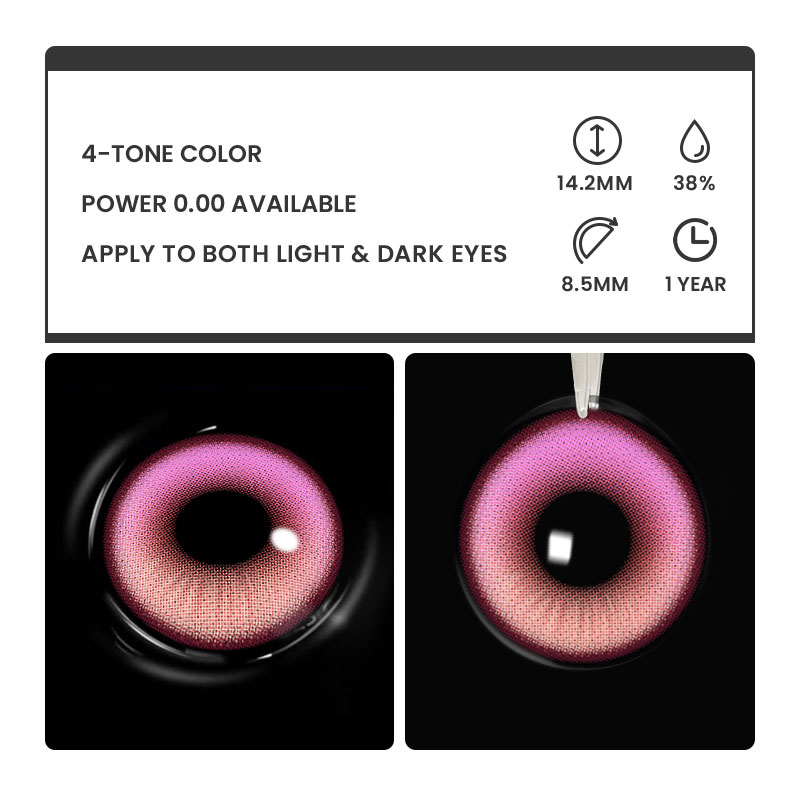 Calyx Pink - 1 Year, 2 lenses Colored Contacts - Gleglow