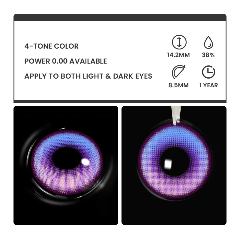 Calyx Purple - 1 Year, 2 lenses Colored Contacts - Gleglow