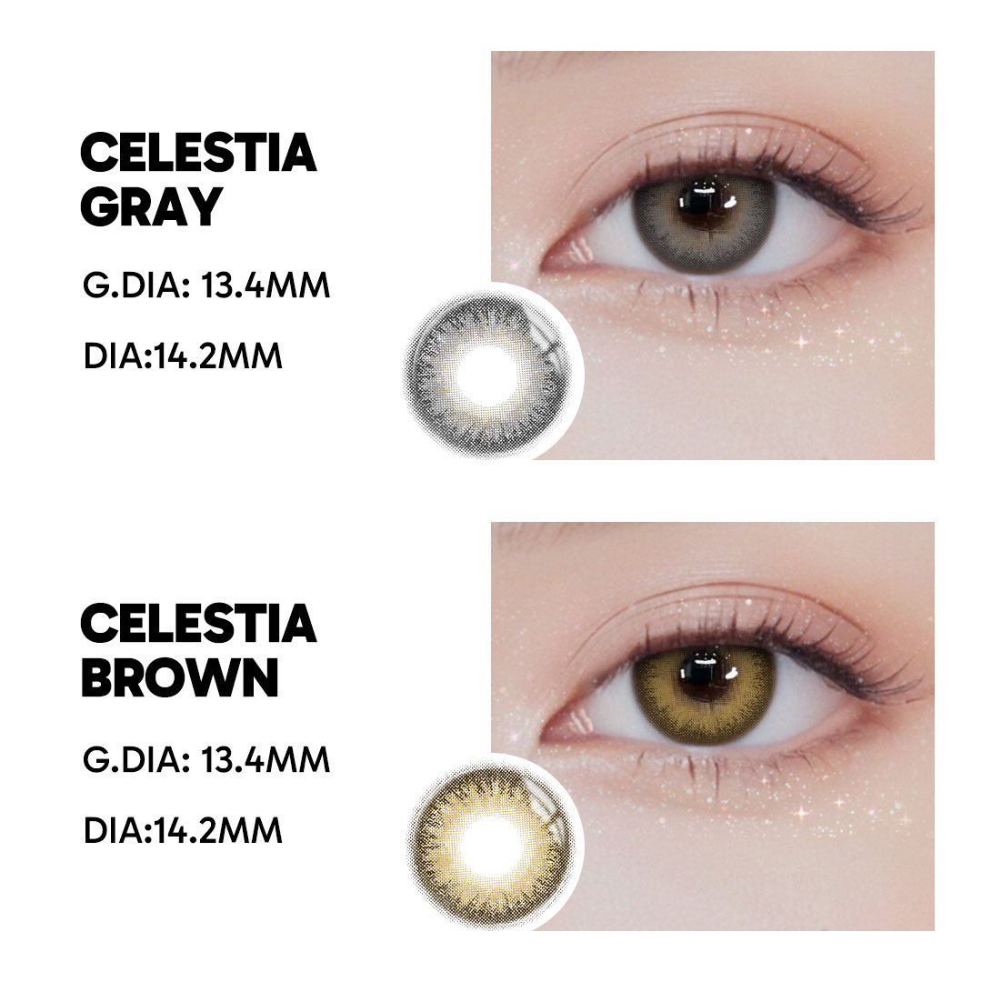 Celestia Gray - 1 Year, 2 lenses Colored Contacts - Gleglow