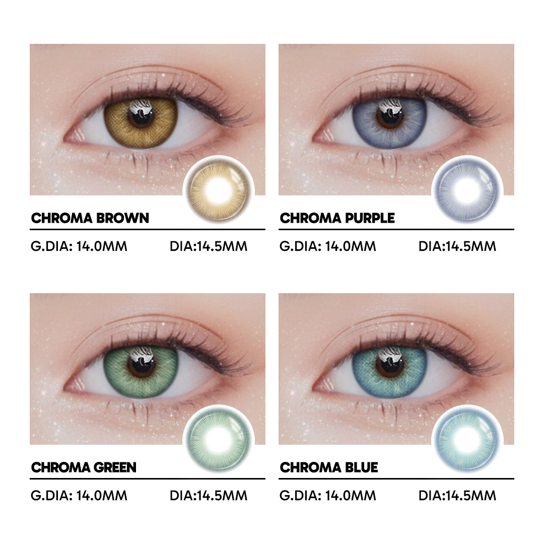 Chroma Green - 1 Year, 2 lenses Colored Contacts - Gleglow