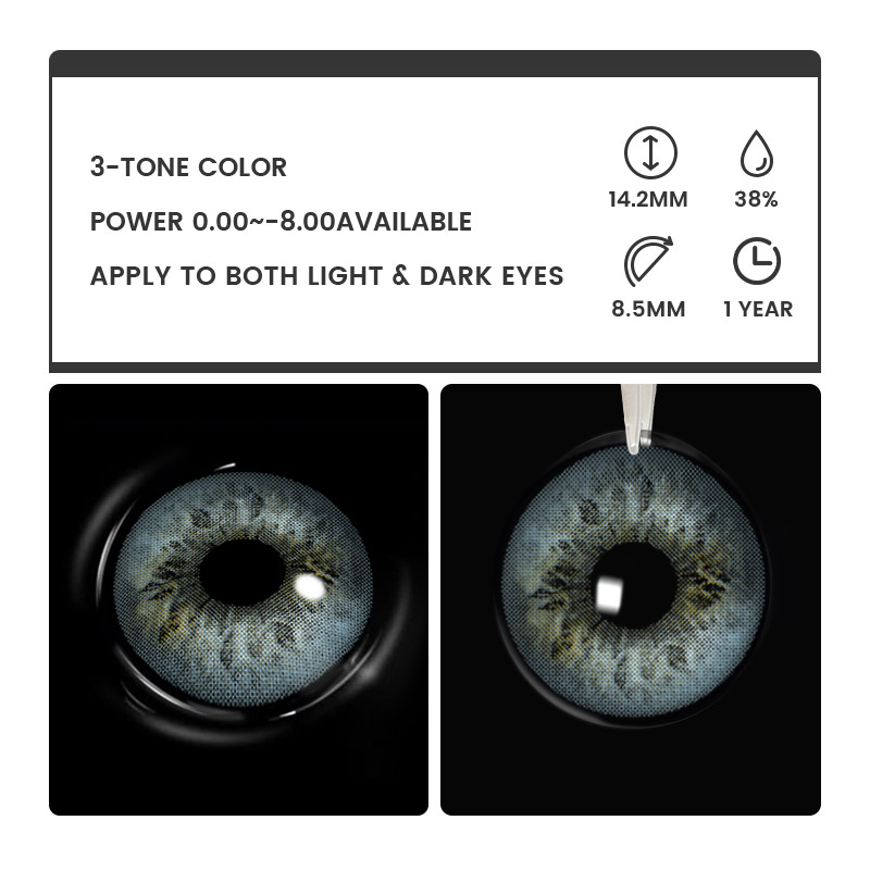 Cobaltwind Blue - 1 Year, 2 lenses Colored Contacts - Gleglow