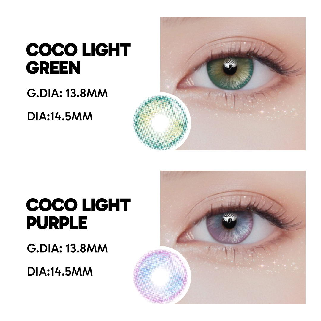 Coco Light Green - 1 Year, 2 lenses Colored Contacts - Gleglow