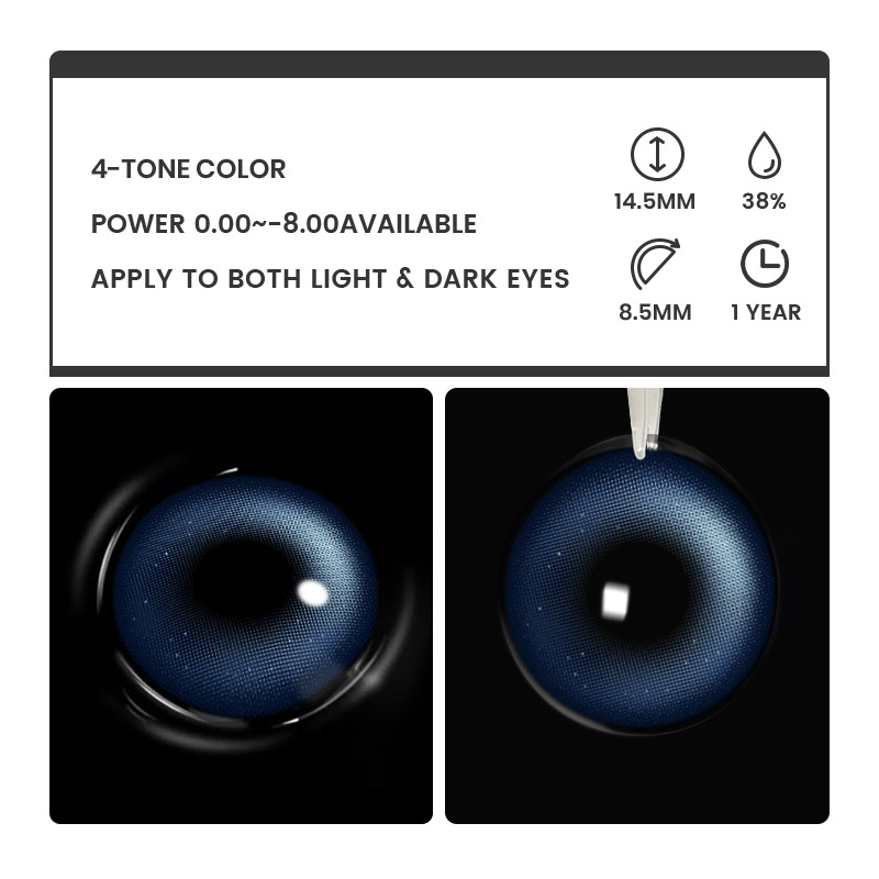 Cozy Blue - 1 Year, 2 lenses Colored Contacts - Gleglow