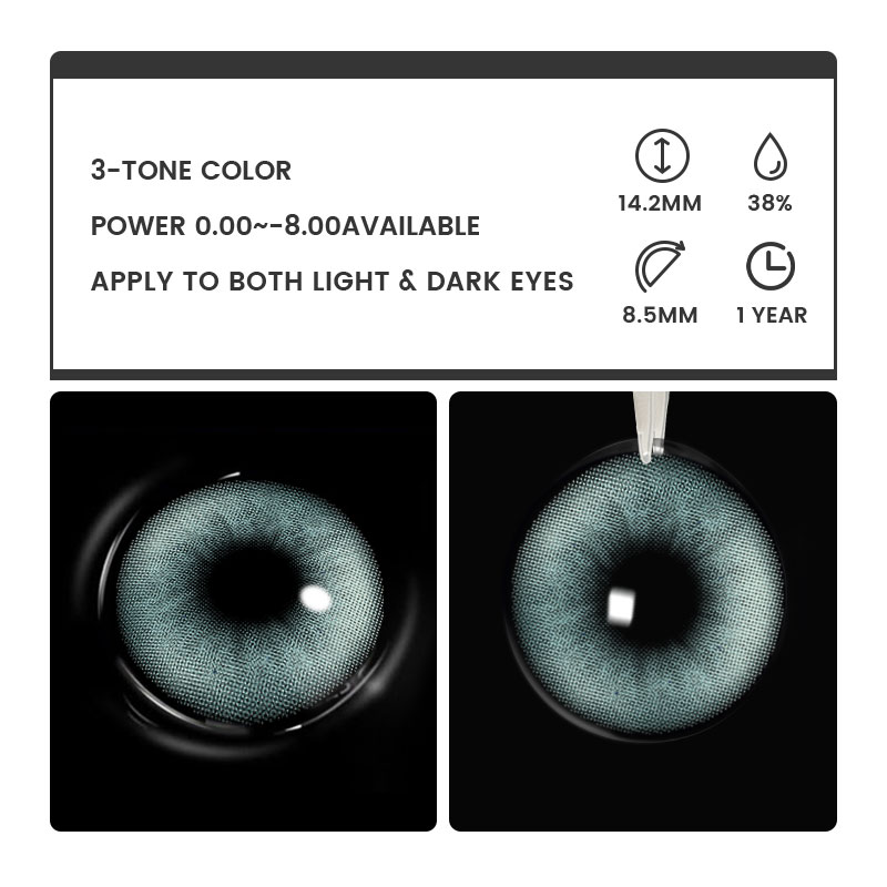 Cynae Blue - 1 Year, 2 lenses Colored Contacts - Gleglow