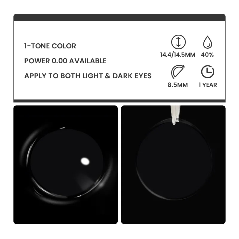 Puppet Black - 1 Year, 2 lenses Colored Contacts - Gleglow