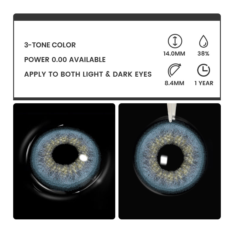 DNA Taylor Blue Gray - 1 Year, 2 lenses Colored Contacts - Gleglow