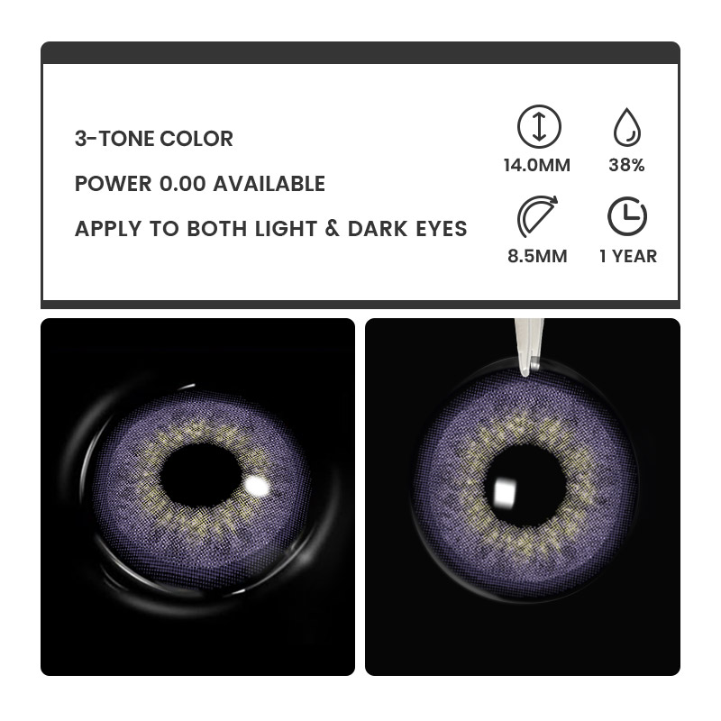 DNA Taylor Purple - 1 Year, 2 lenses Colored Contacts - Gleglow