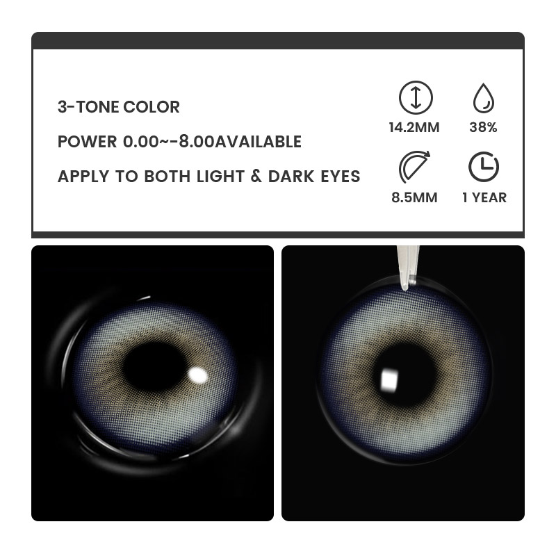 Damo Blue - 1 Year, 2 lenses Colored Contacts - Gleglow
