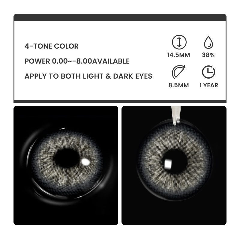 Darklord Grey - 1 Year, 2 lenses Colored Contacts - Gleglow