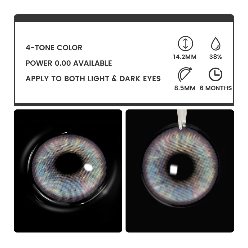 Dawna Purple - 6-month，2 lenses Colored Contacts - Gleglow