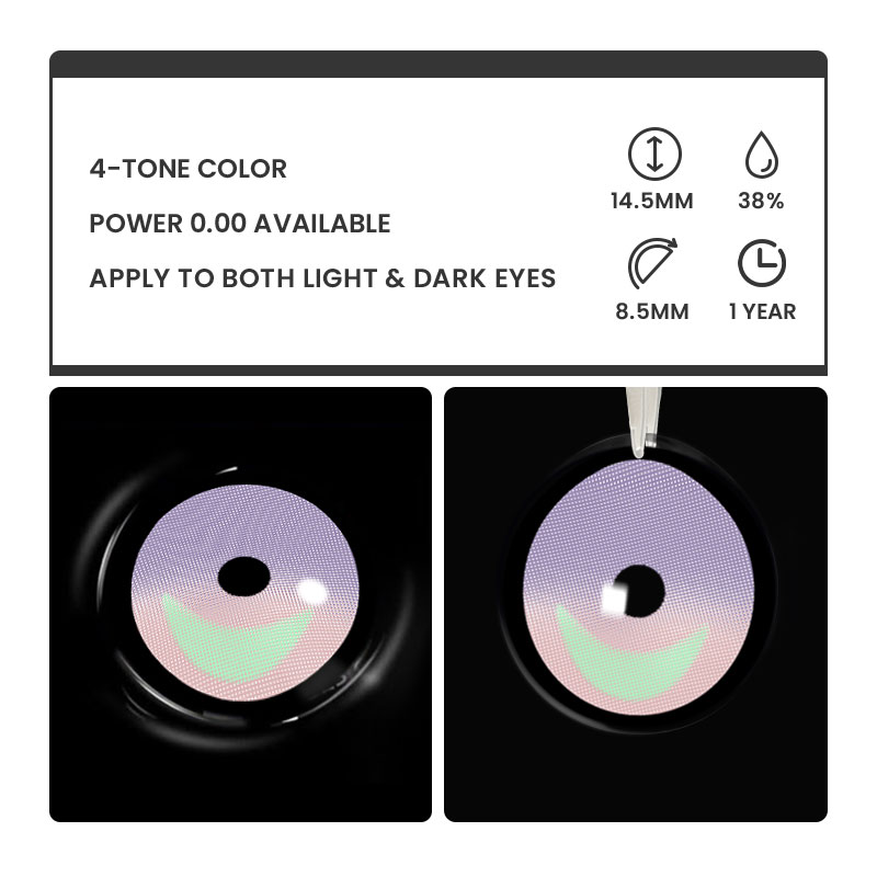 Deergnon Purple - 1 Year, 2 lenses Colored Contacts - Gleglow