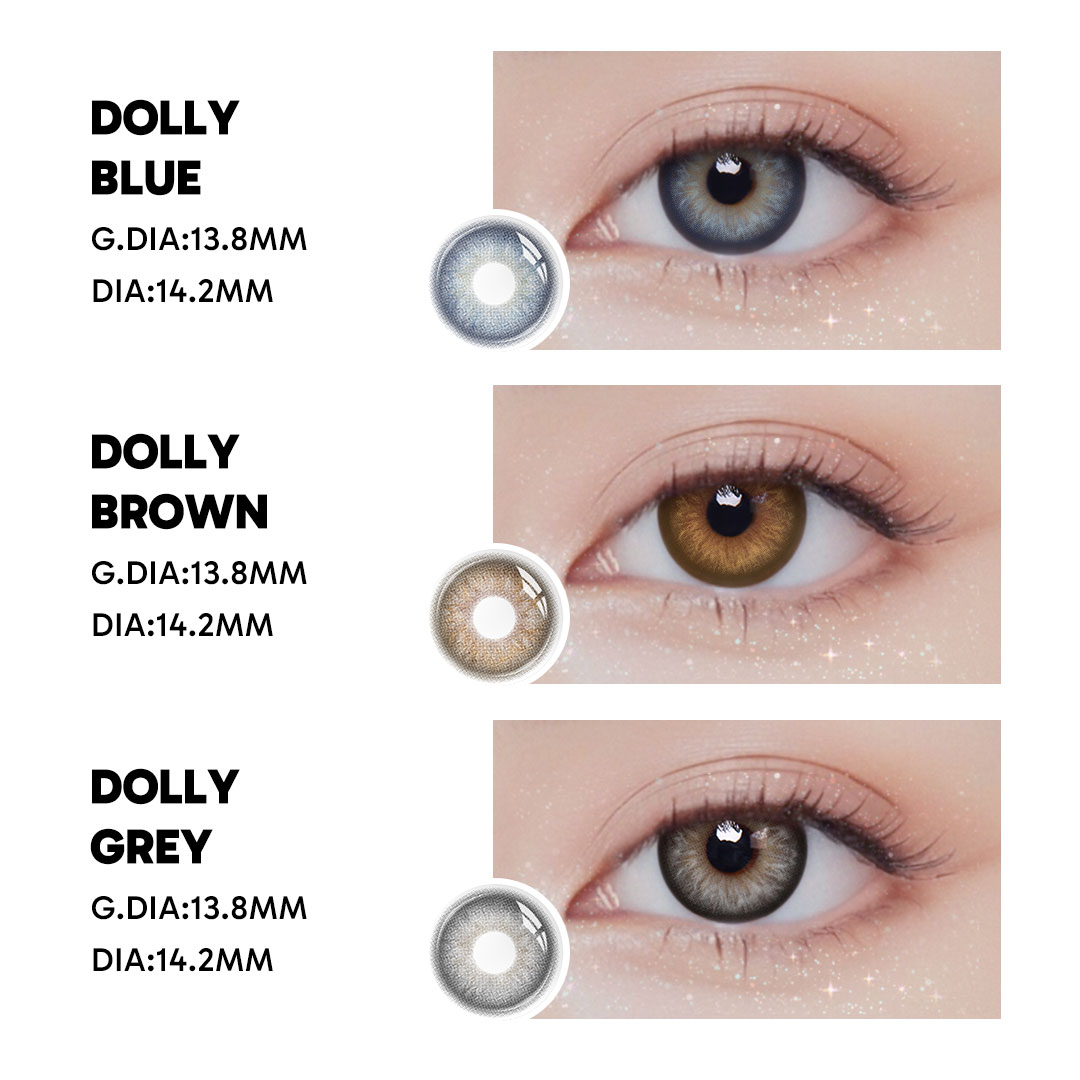 Dolly Grey - 1 Year, 2 lenses Colored Contacts - Gleglow
