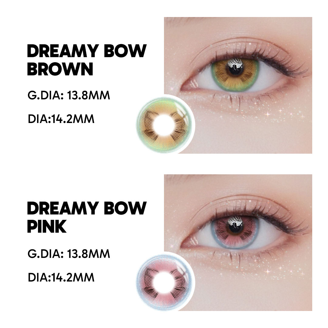 Dreamy Bow Pink - 1 Year, 2 lenses Colored Contacts - Gleglow