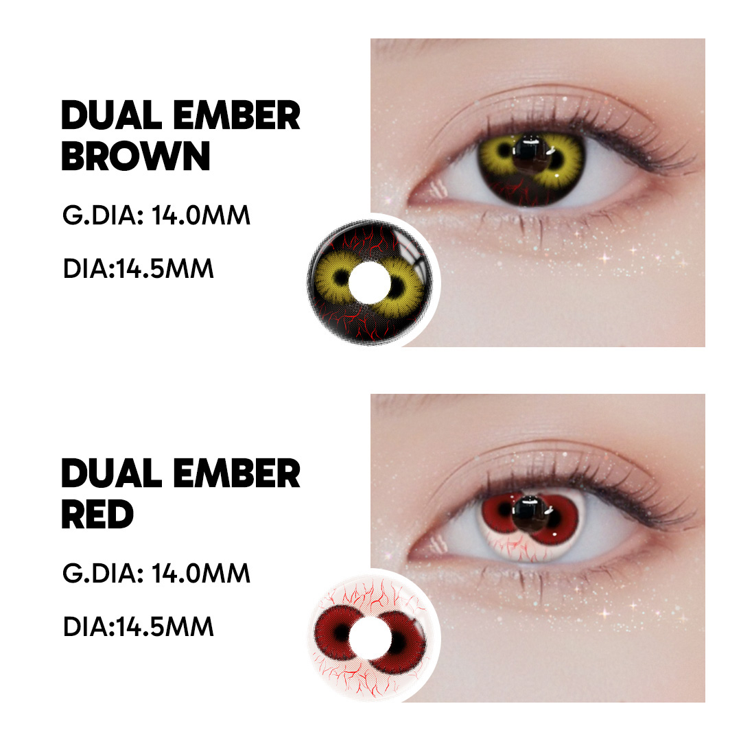 Dual Ember Red - 1 Year, 2 lenses Colored Contacts - Gleglow