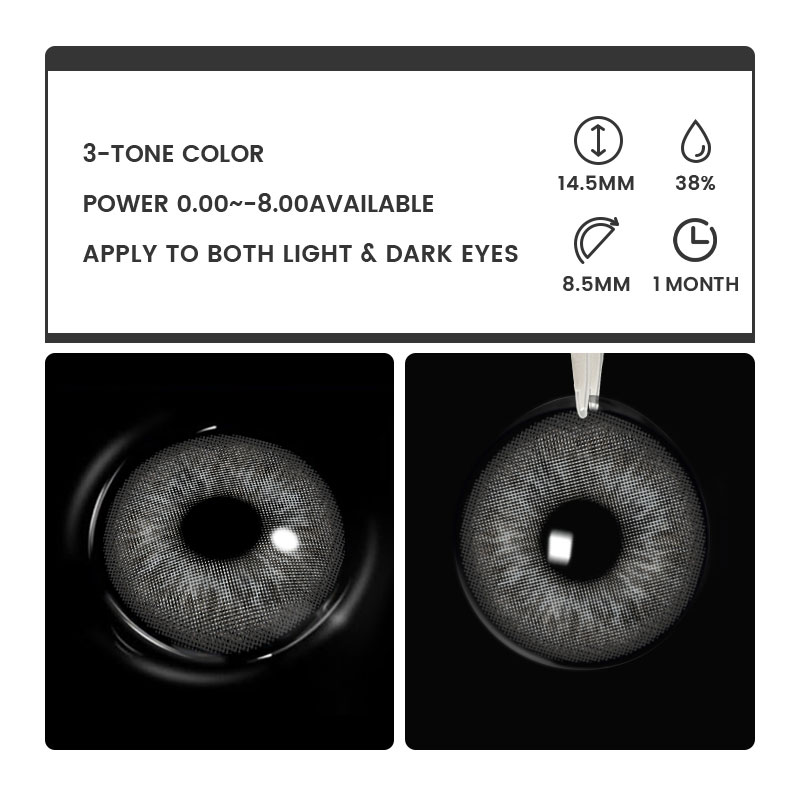 Dusk Grey - monthly, 2 lenses Colored Contacts - Gleglow