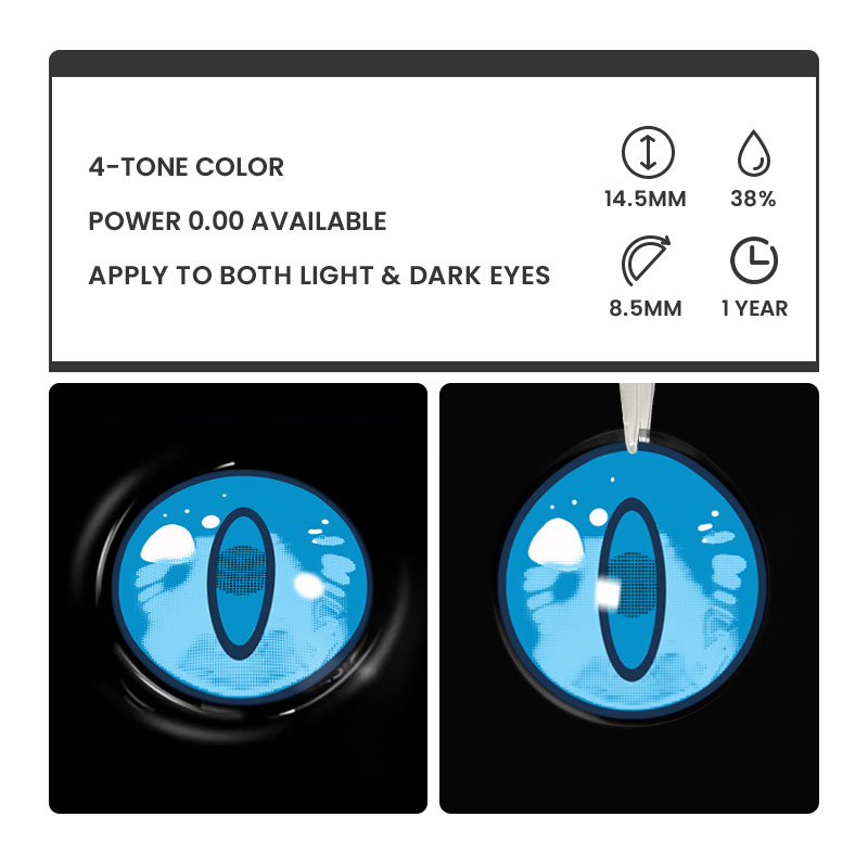 Elden Blue - 1 Year, 2 lenses Colored Contacts - Gleglow