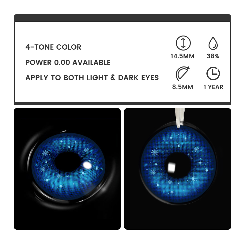 Electra Blue - 1 Year, 2 lenses Colored Contacts - Gleglow