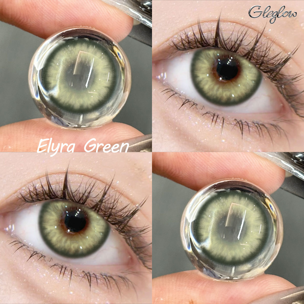 Elyra Green - 1 Year, 2 lenses Colored Contacts - Gleglow