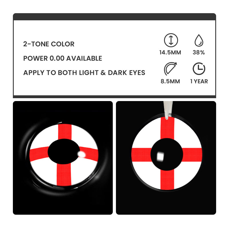 English Flag - 1 Year, 2 lenses Colored Contacts - Gleglow