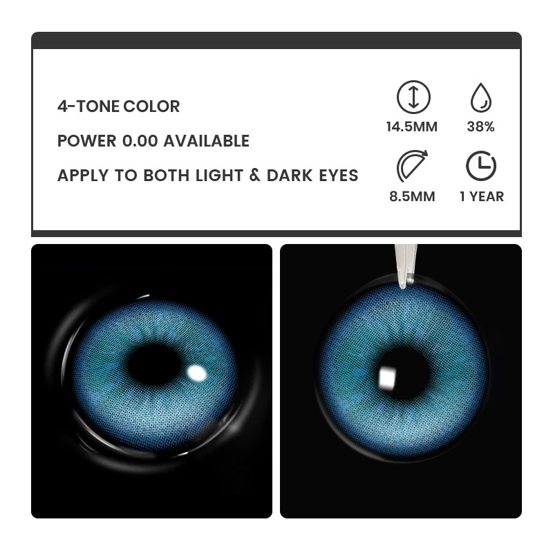 Ether Glow Blue - 1 Year, 2 lenses Colored Contacts - Gleglow