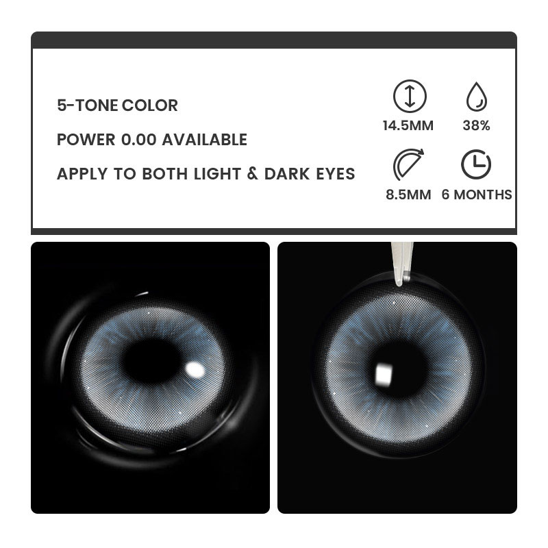 Ethereal Glow Grey - 6-month，2 lenses Colored Contacts - Gleglow