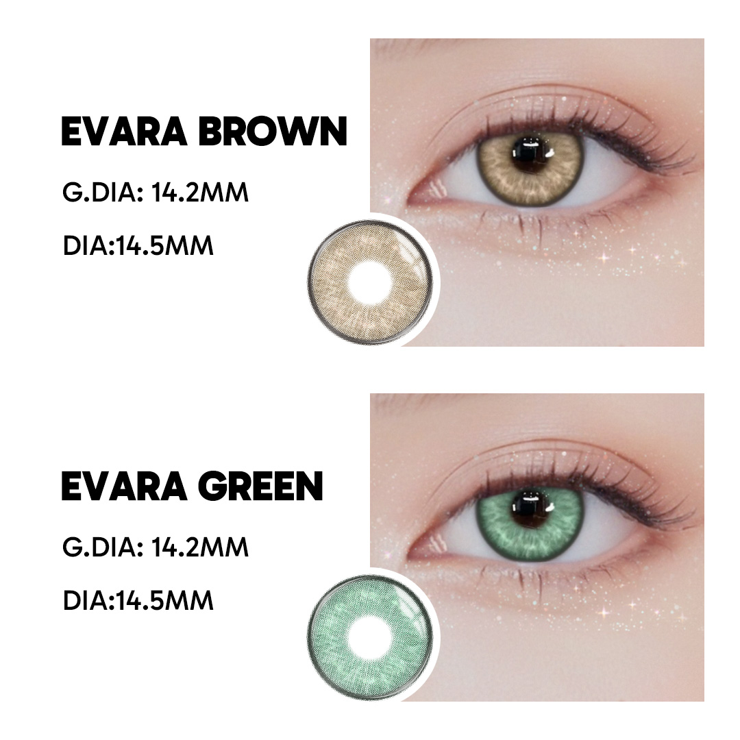 Evara Brown - 1 Year, 2 lenses Colored Contacts - Gleglow